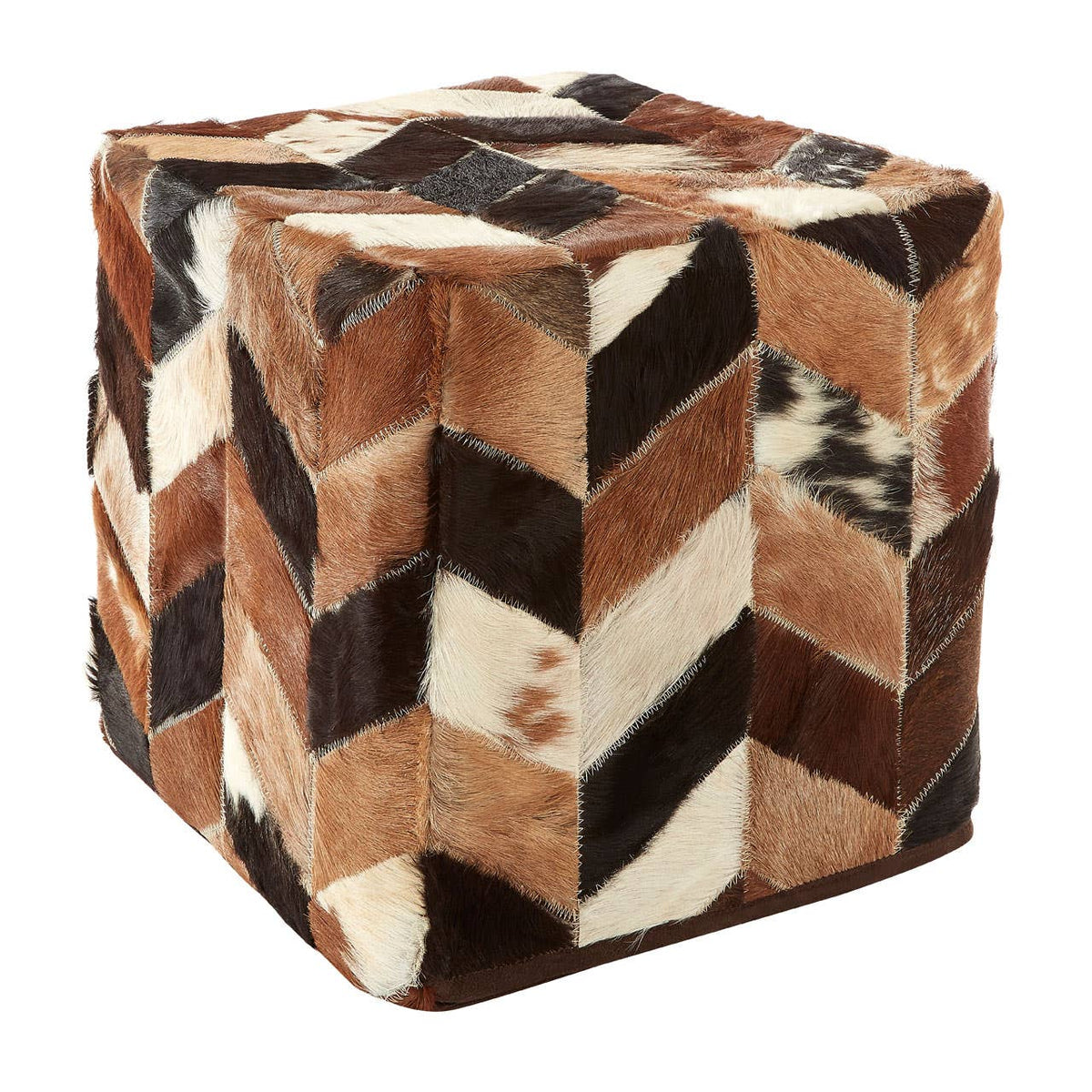 Safira Natural Patchwork Pouffe.
