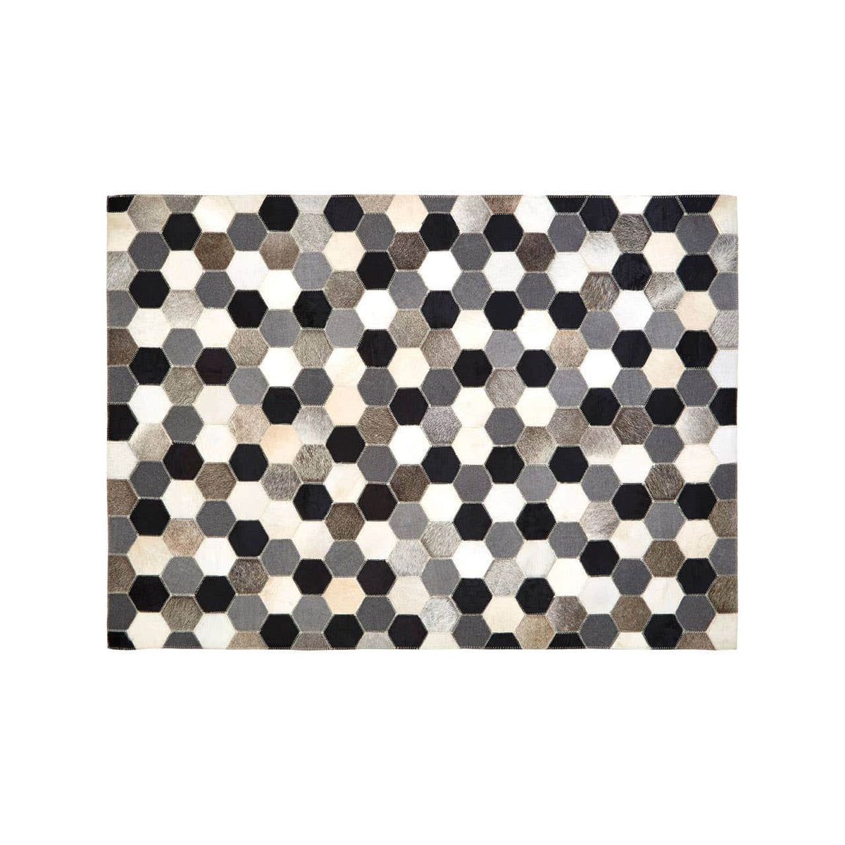 Safira Small Black/White/Grey Patchwork Rug.