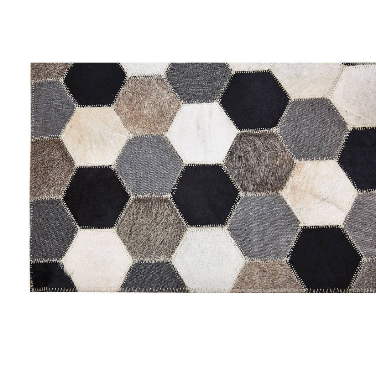Safira Small Black/White/Grey Patchwork Rug.