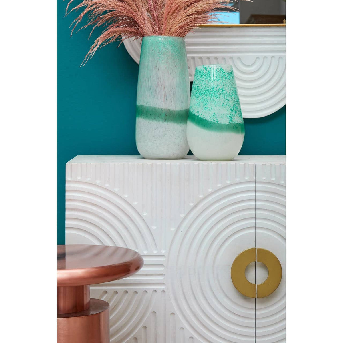 Noosa & Co. Living Saras Two Door White and Gold Mango Wood Sideboard House of Isabella UK