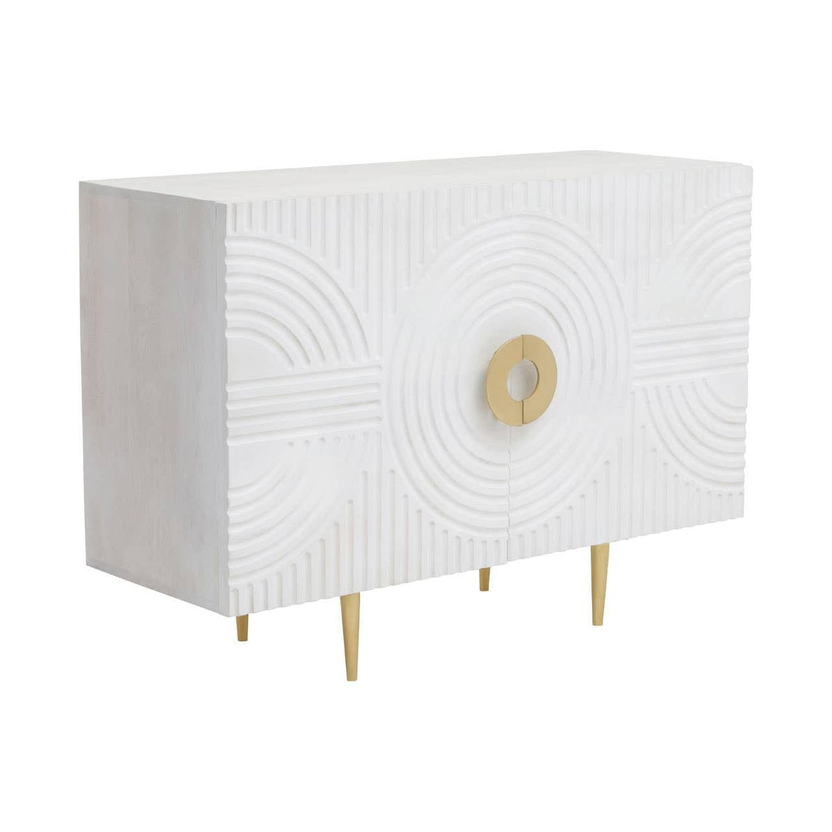 Noosa & Co. Living Saras Two Door White and Gold Mango Wood Sideboard House of Isabella UK