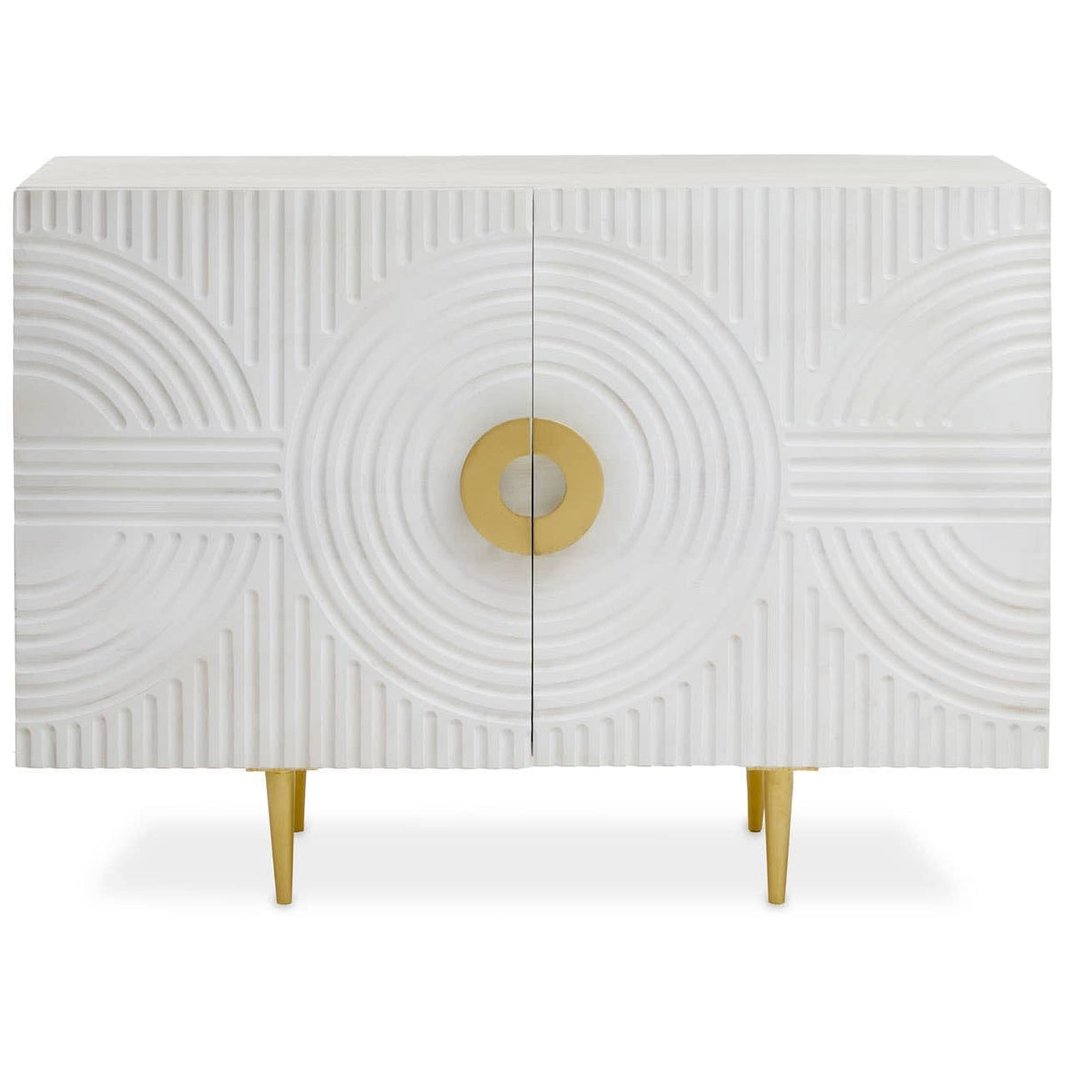 Noosa & Co. Living Saras Two Door White and Gold Mango Wood Sideboard House of Isabella UK