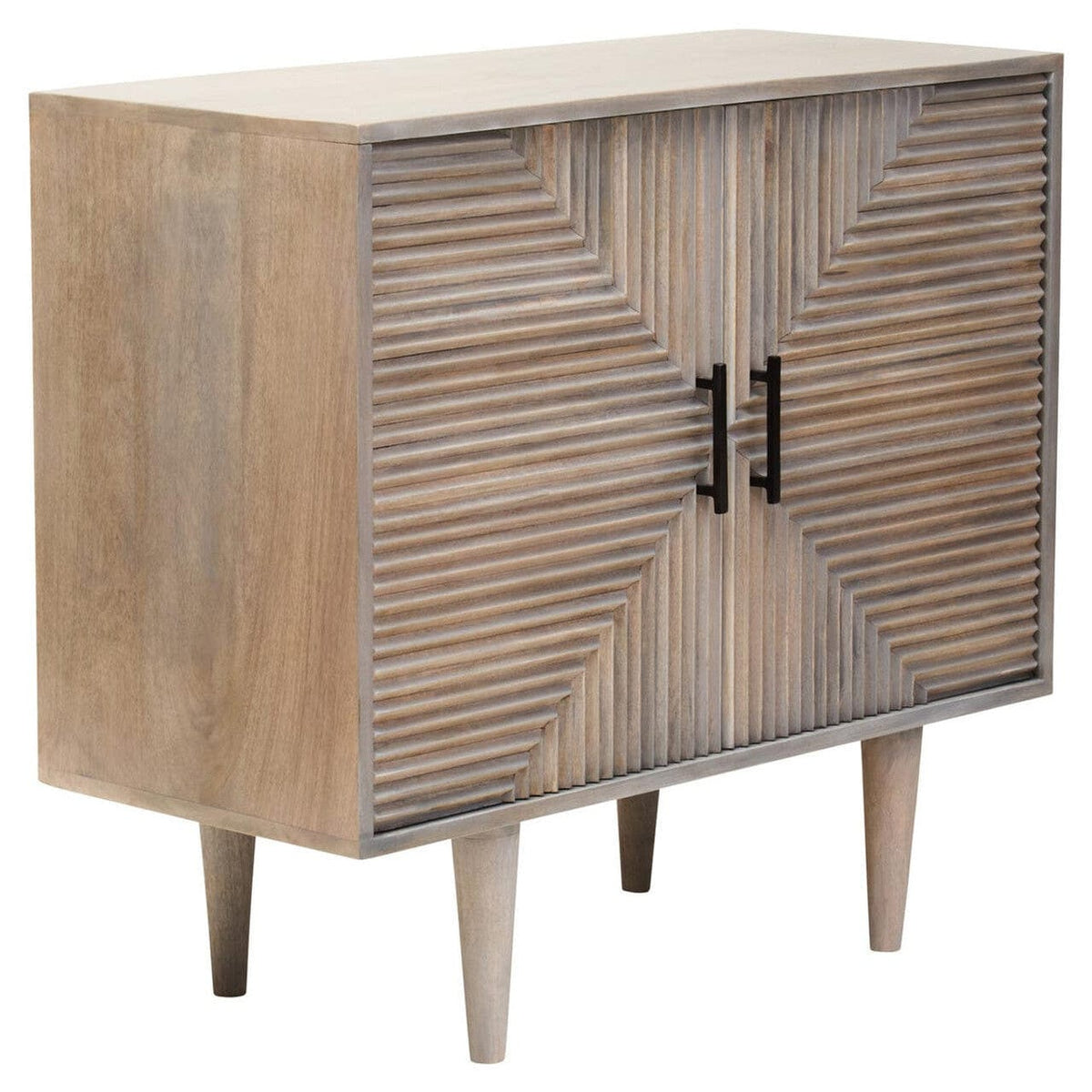 Noosa & Co. Living Satna Two Door Greywash Carved Mango Wood Sideboard House of Isabella UK
