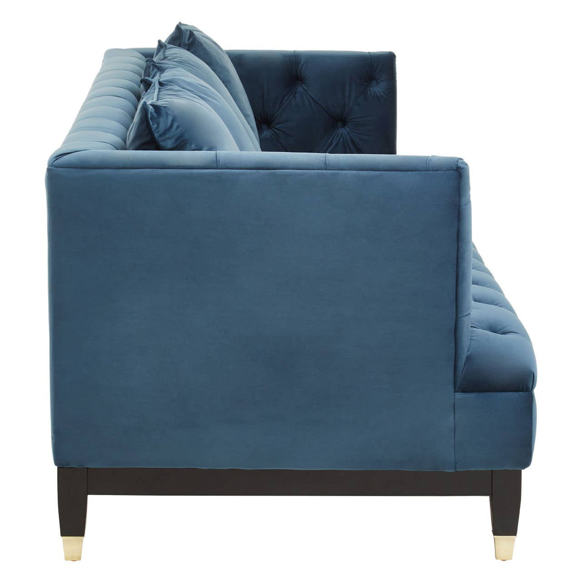 Sefira Three Seat Navy Fabric Sofa.