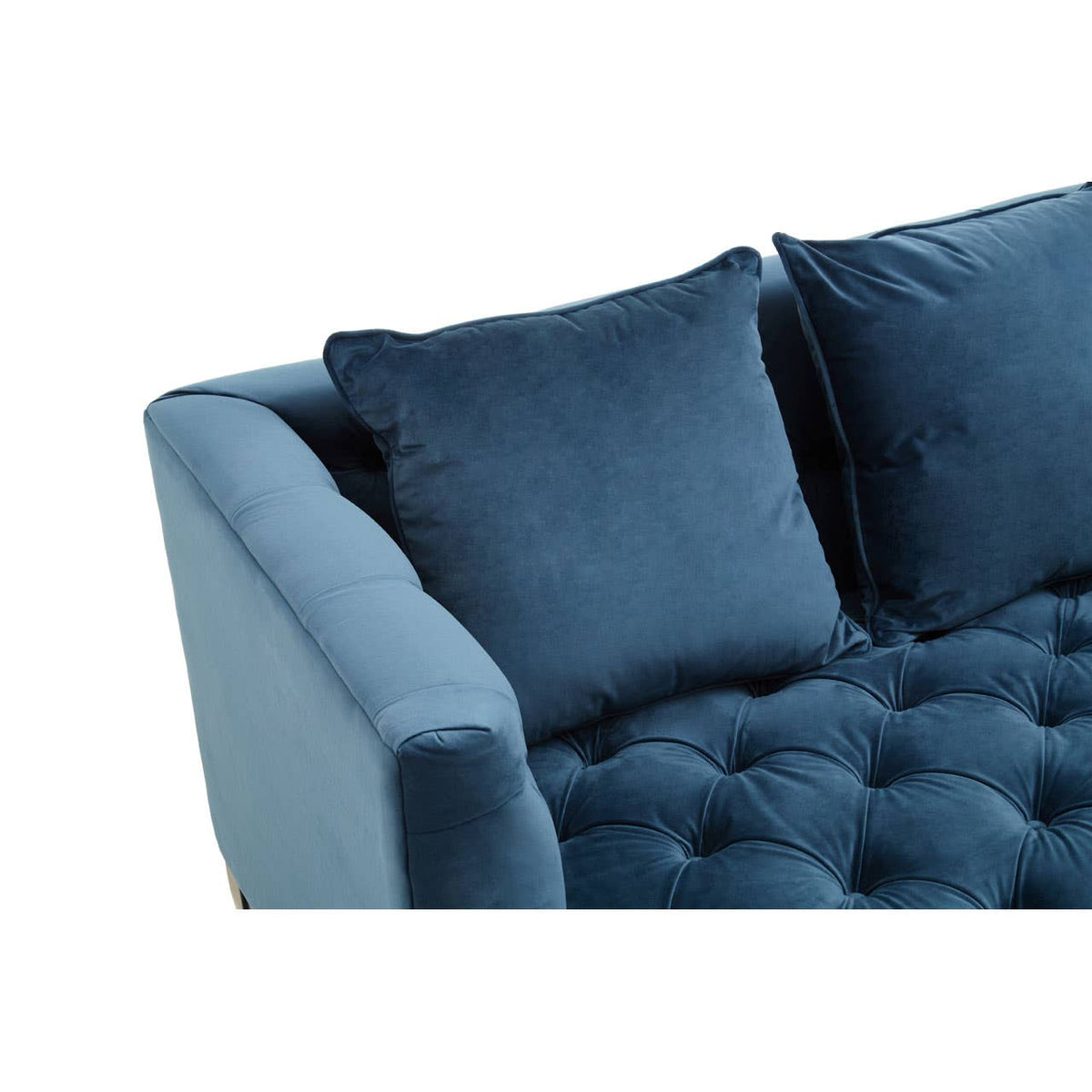 Sefira Three Seat Navy Fabric Sofa.