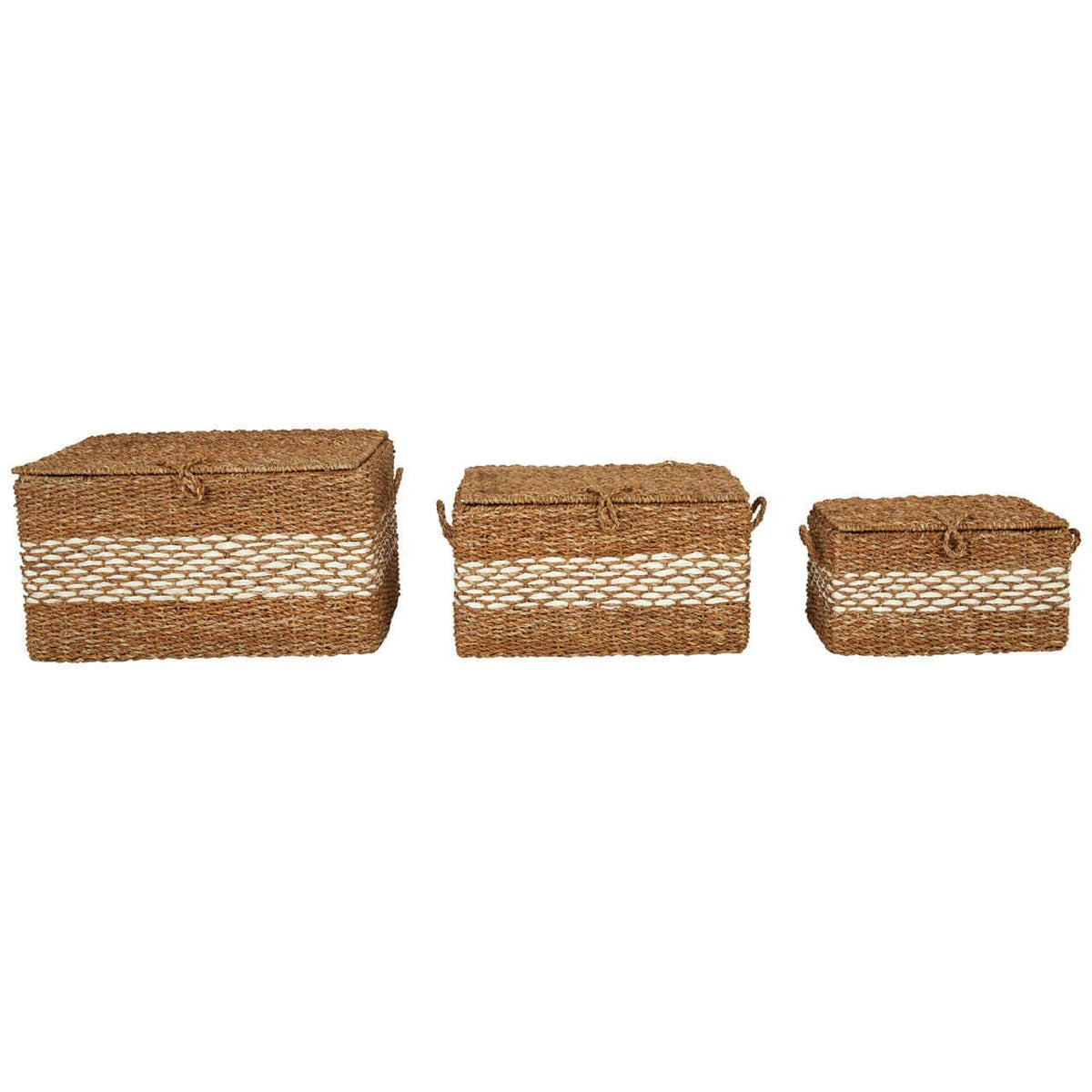 Set Of 3 Rectangular Seagrass Baskets.