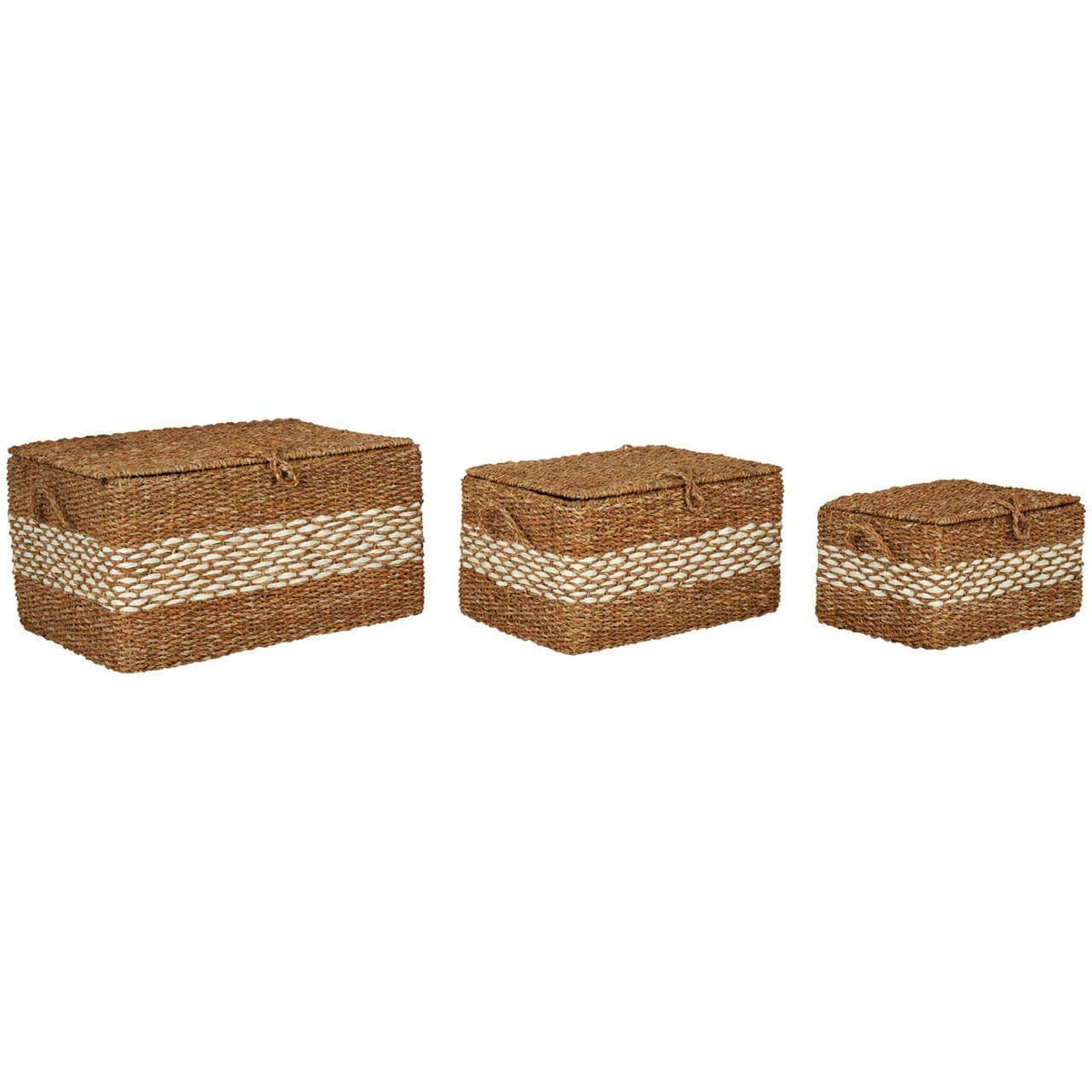 Set Of 3 Rectangular Seagrass Baskets.