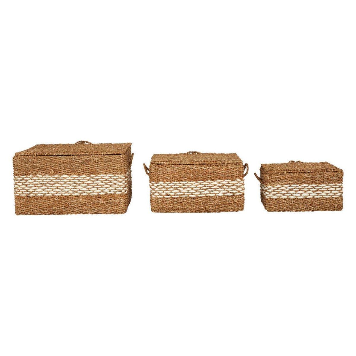 Set Of 3 Rectangular Seagrass Baskets.
