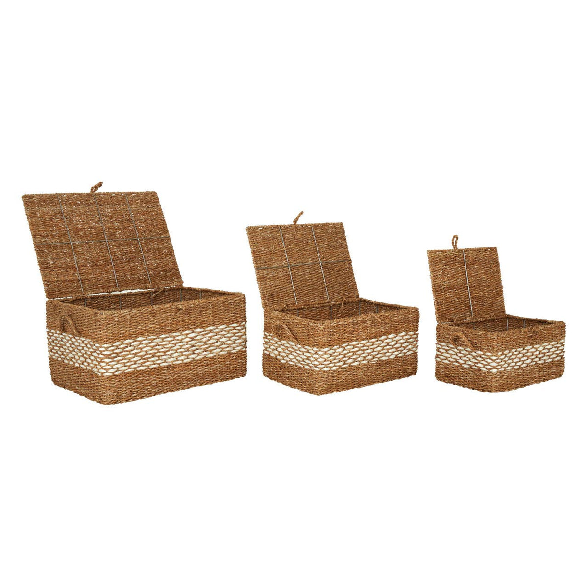 Set Of 3 Rectangular Seagrass Baskets.
