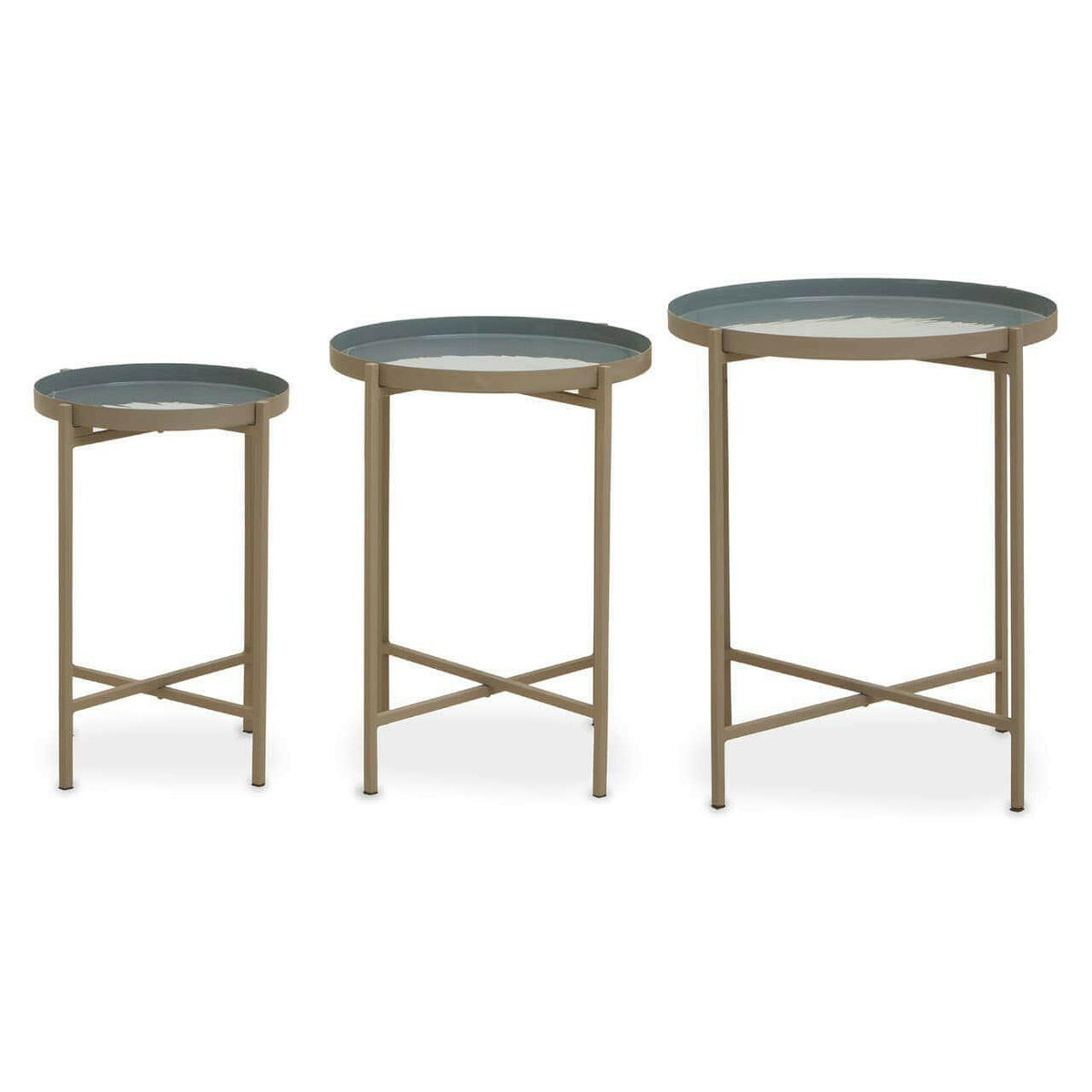 Set Of Three Side Table With Cross Legs.