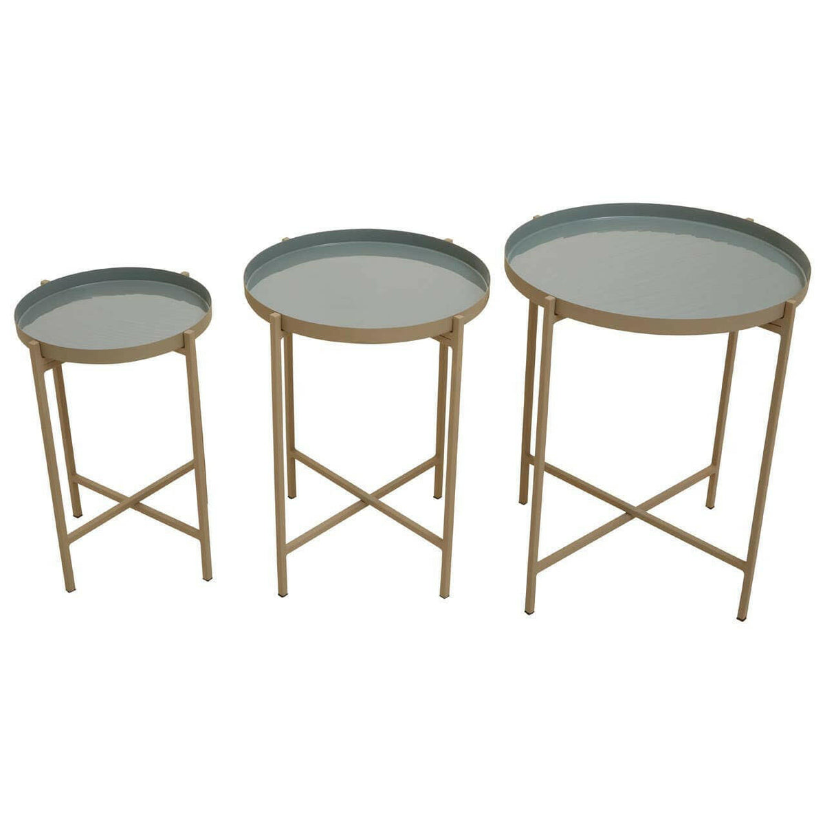 Set Of Three Side Table With Cross Legs.
