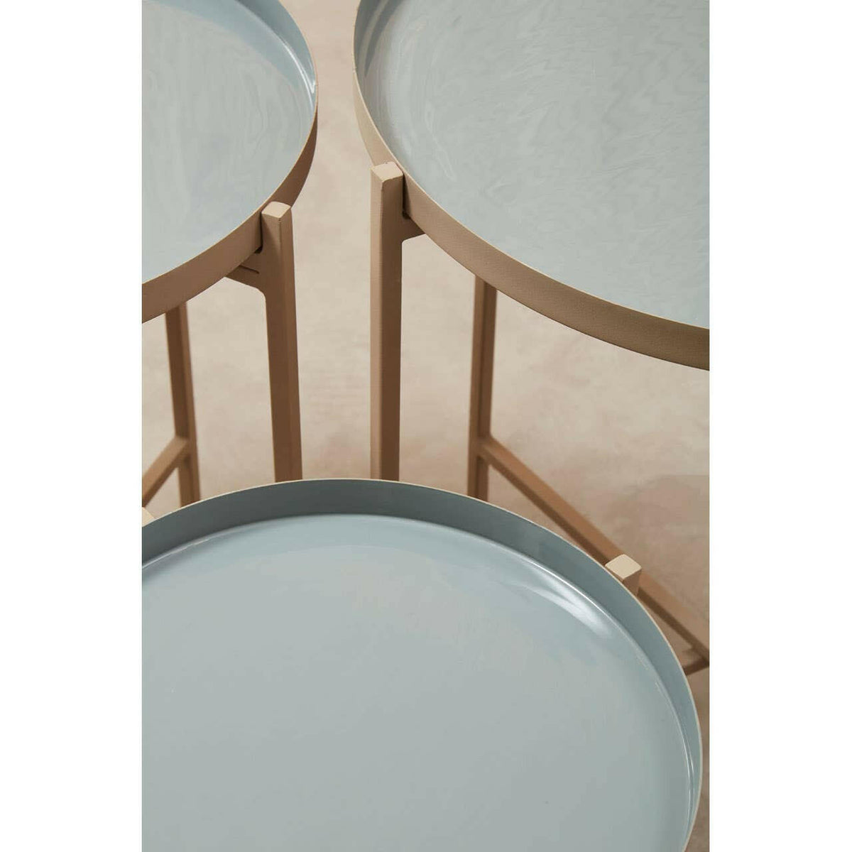 Set Of Three Side Table With Cross Legs.