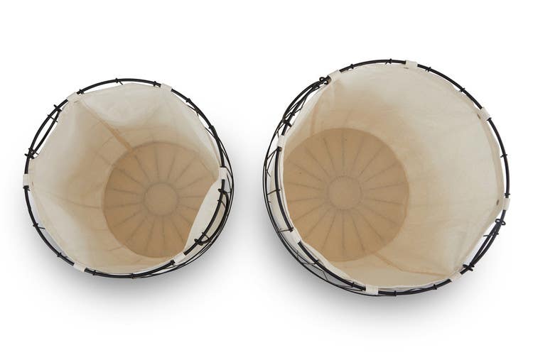 Set Of Two Matte Black Laundry Baskets.