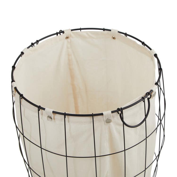 Set Of Two Matte Black Laundry Baskets.