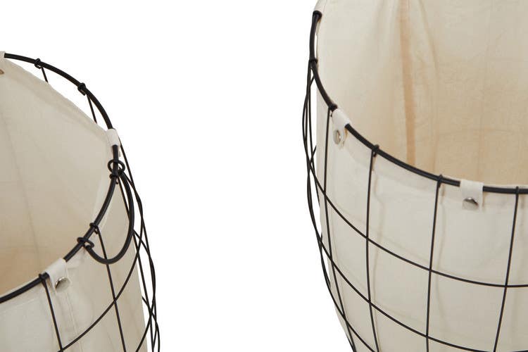 Set Of Two Matte Black Laundry Baskets.