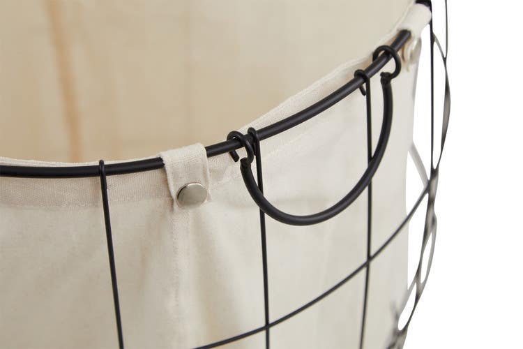 Set Of Two Matte Black Laundry Baskets.