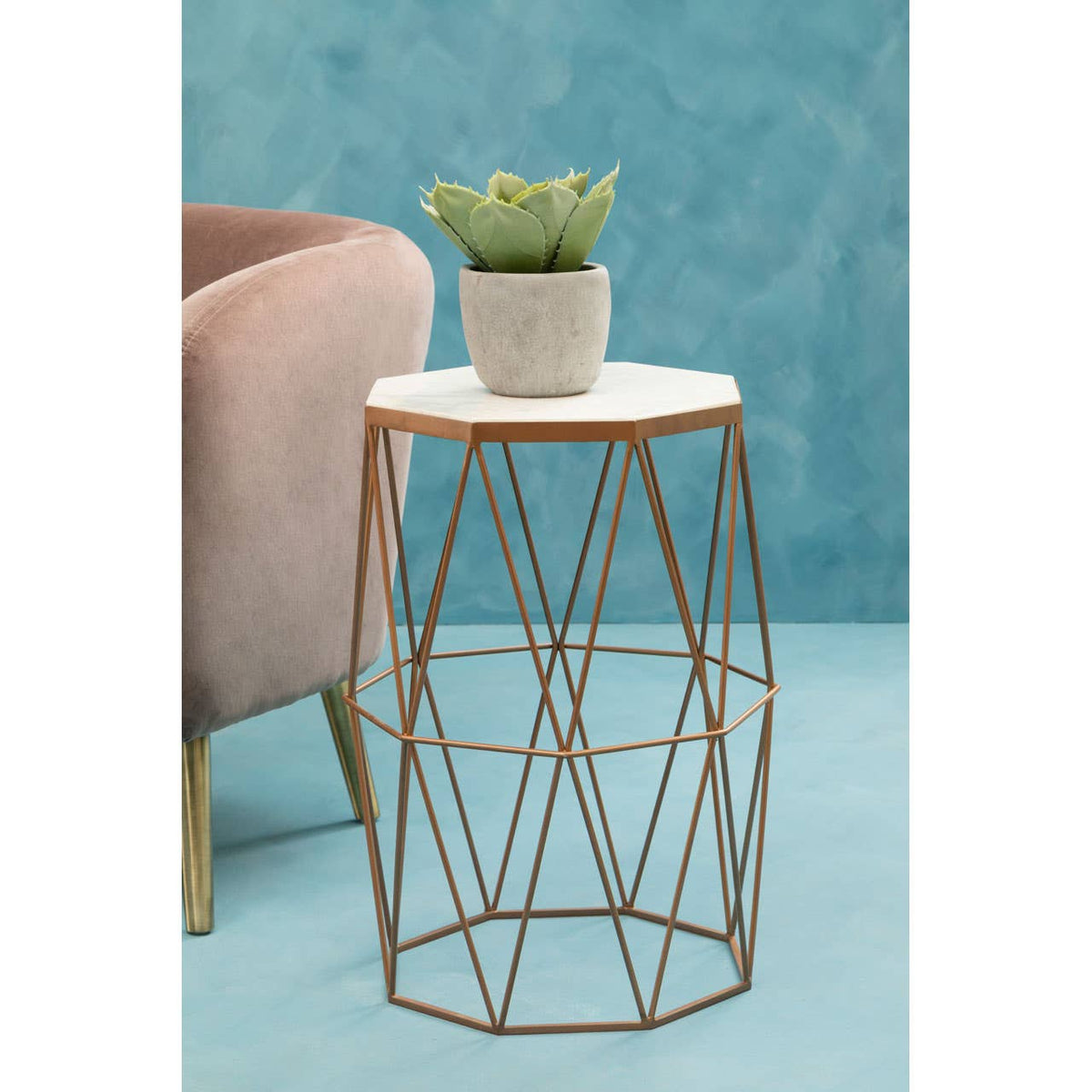 Shalimar Octagonal Marble / Gold Side Table.