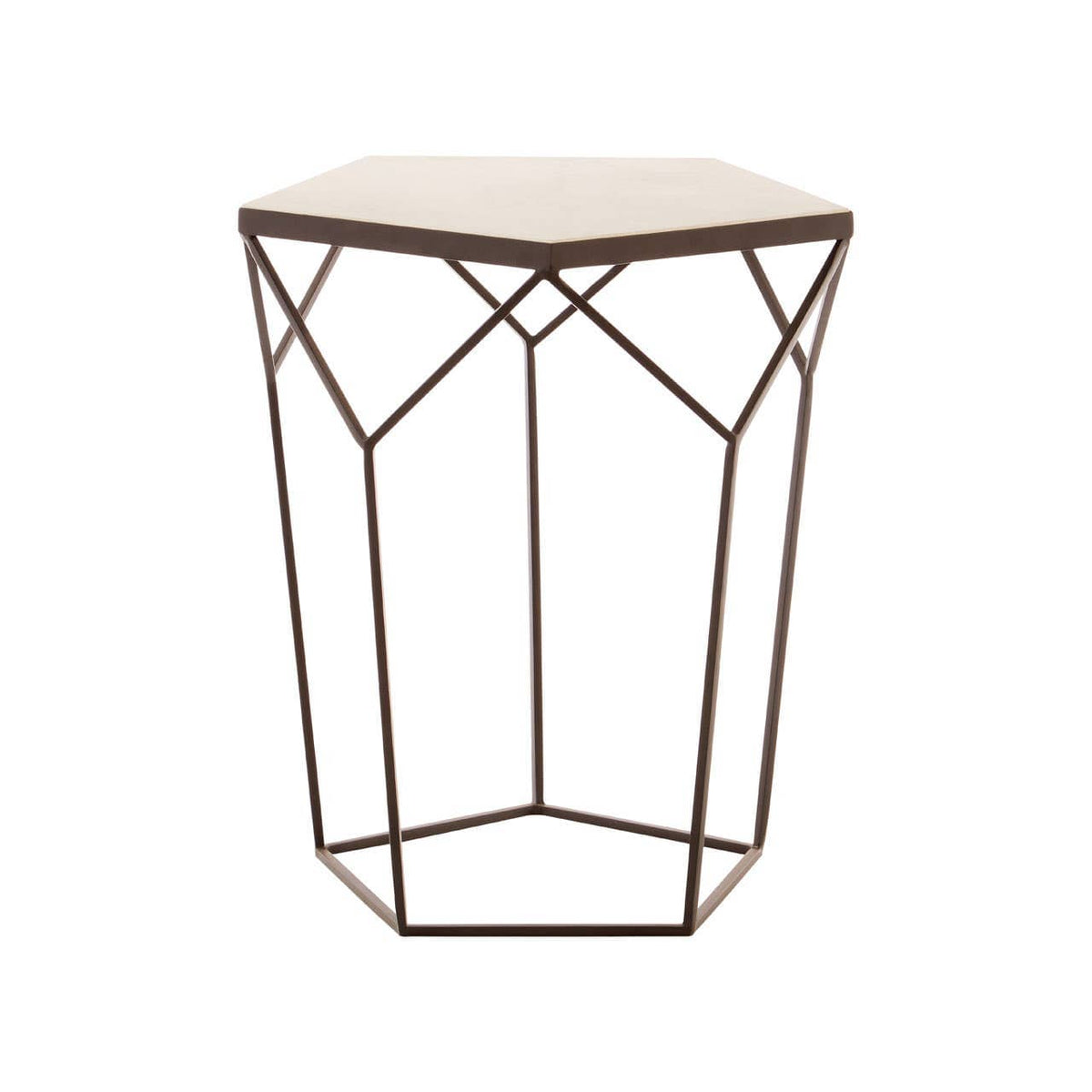Shalimar Pentagonal Marble Top Side Table.