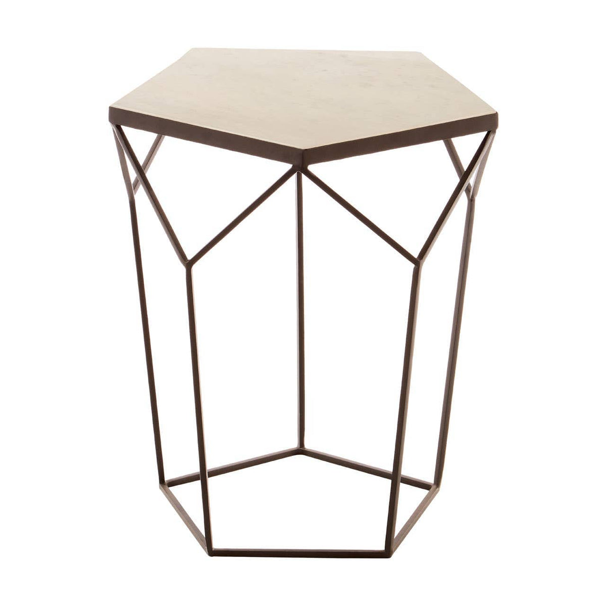 Shalimar Pentagonal Marble Top Side Table.