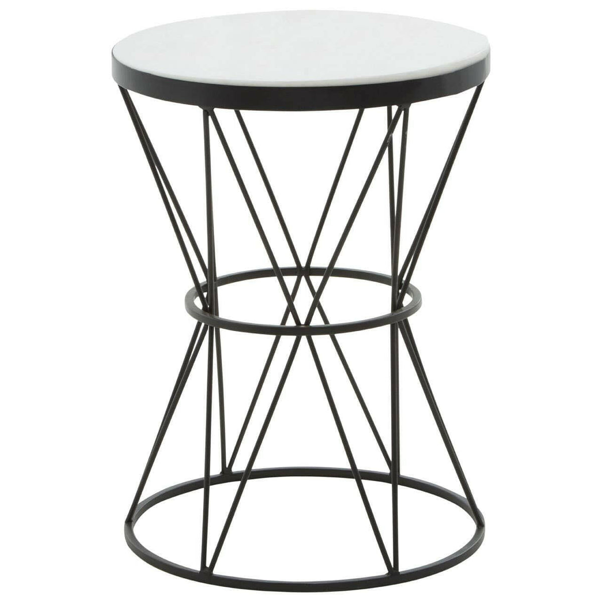 Shalimar Round White Marble Top Side Table.