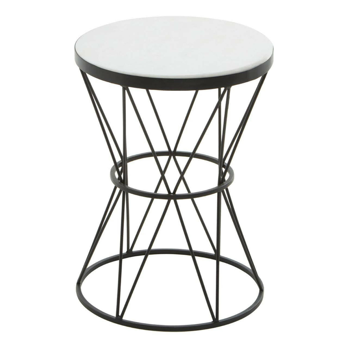 Shalimar Round White Marble Top Side Table.