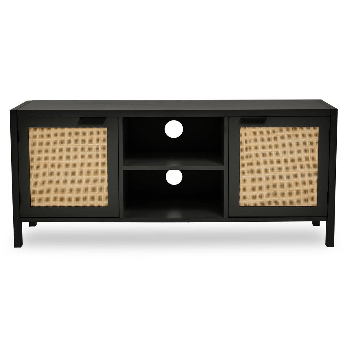 Sherman Black Rattan Media Unit.