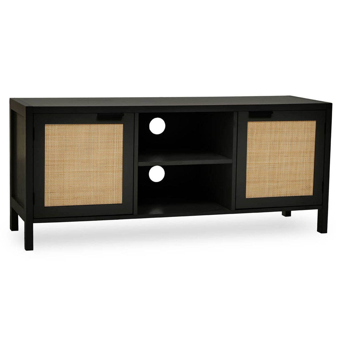Sherman Black Rattan Media Unit.
