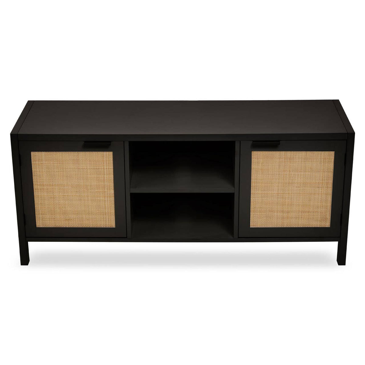 Sherman Black Rattan Media Unit.