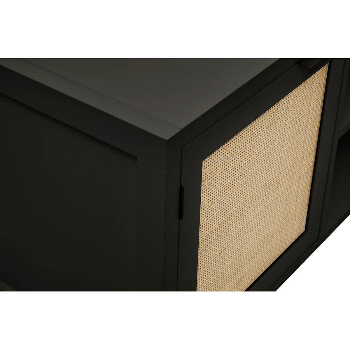 Sherman Black Rattan Media Unit.