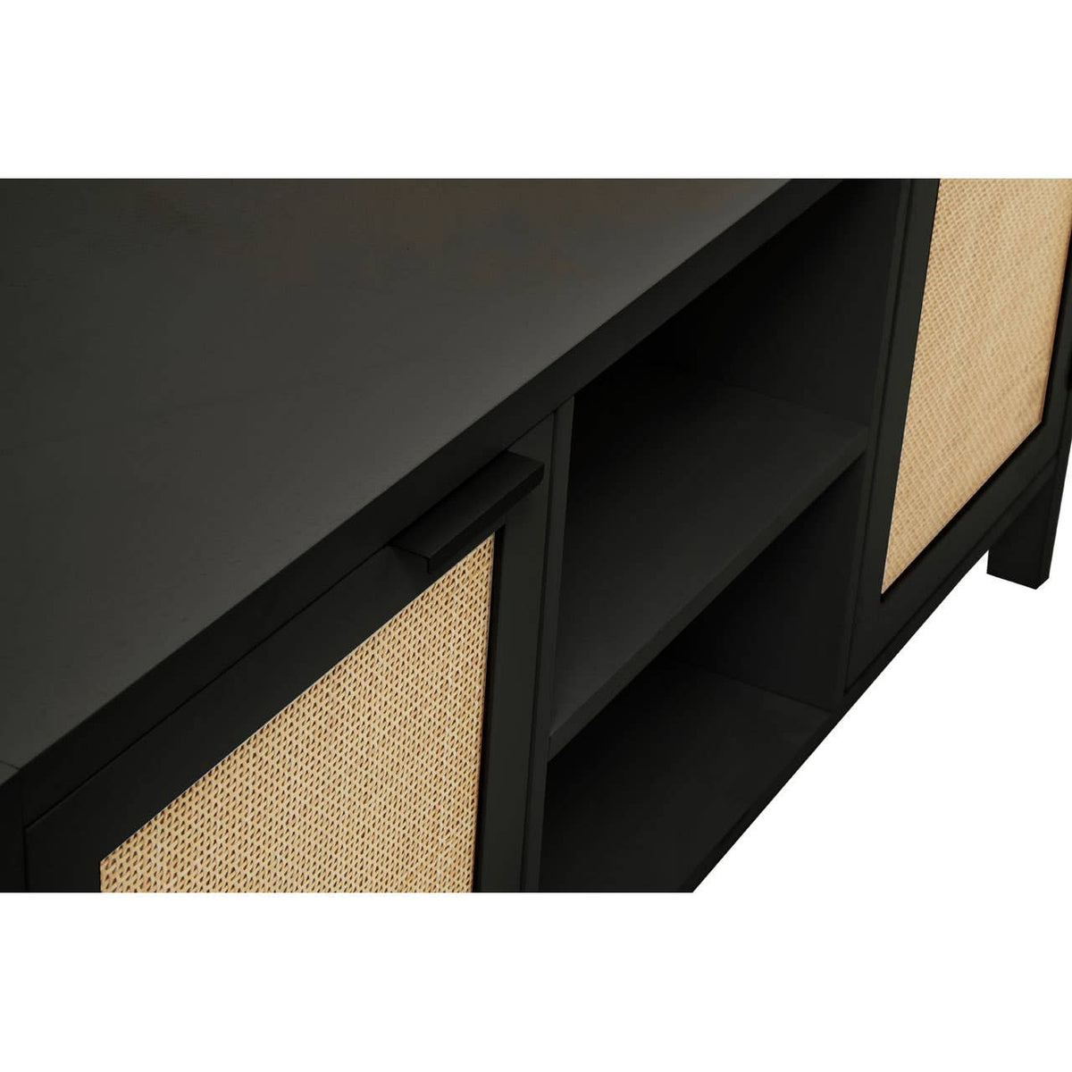 Sherman Black Rattan Media Unit.