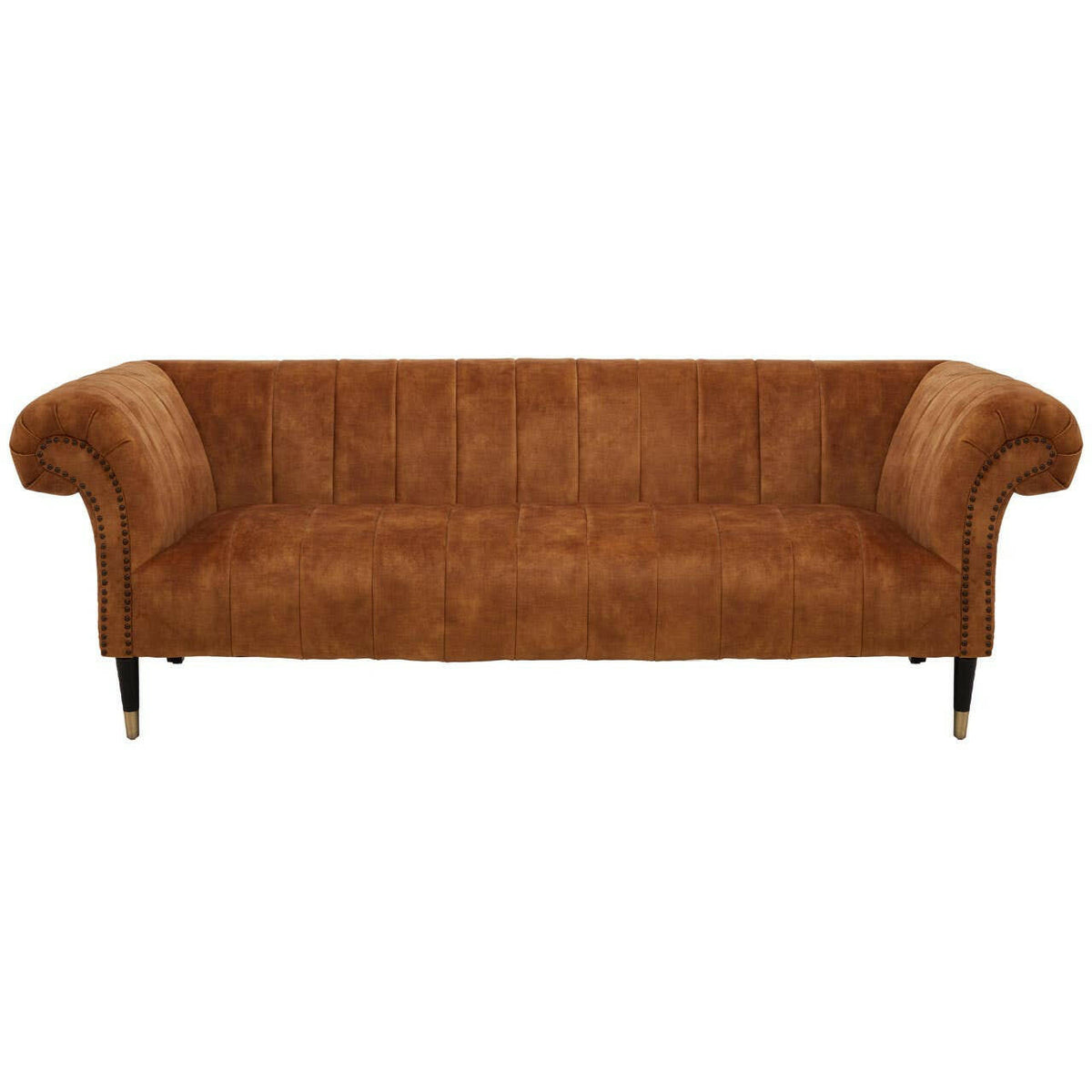 Siena Three Seat Gold Velvet Sofa.
