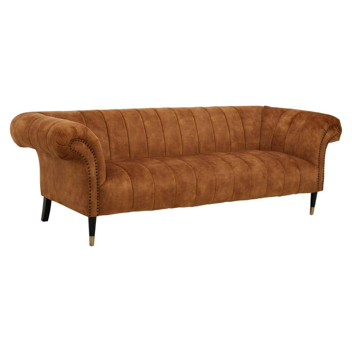 Siena Three Seat Gold Velvet Sofa.