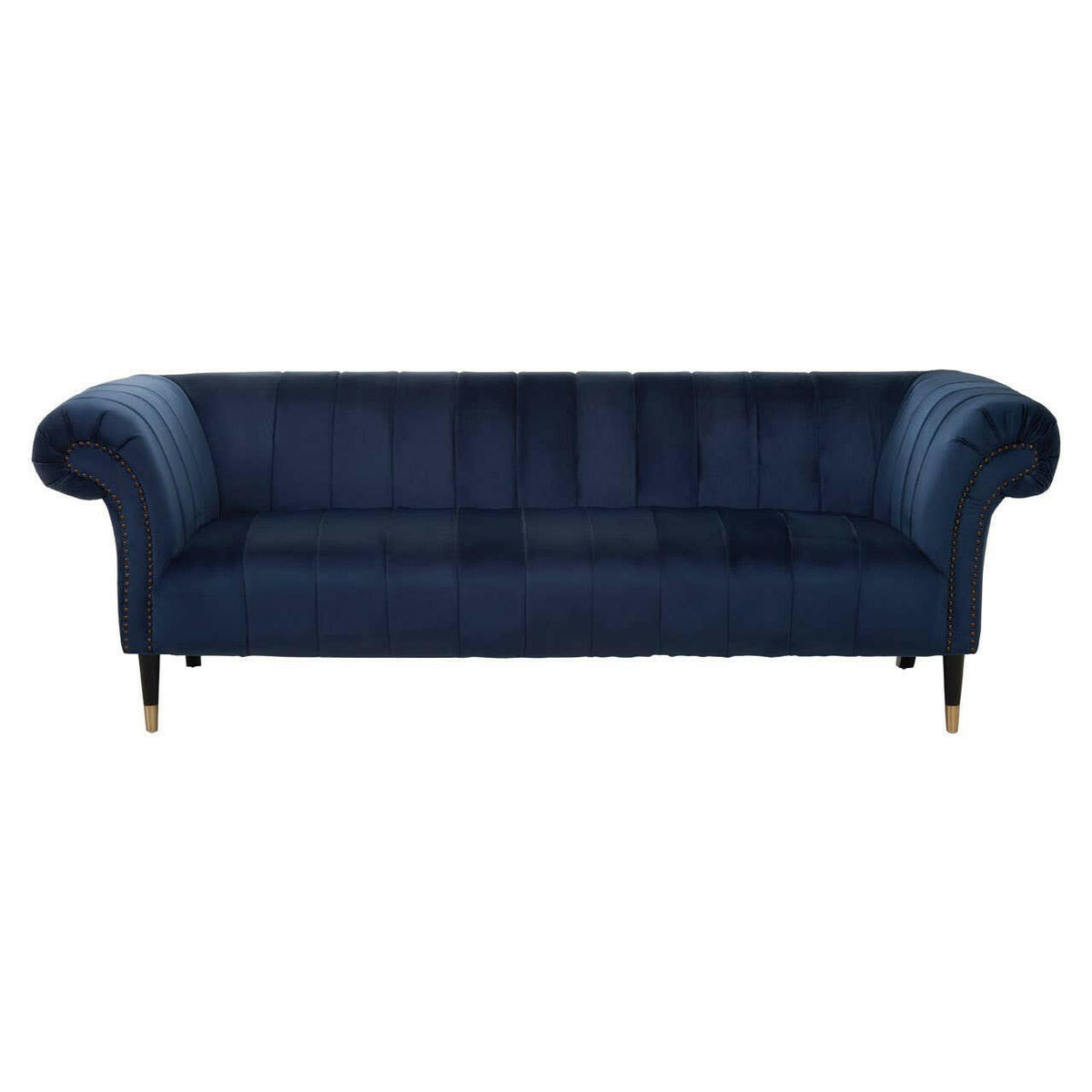Siena Three Seat Midnight Velvet Sofa.