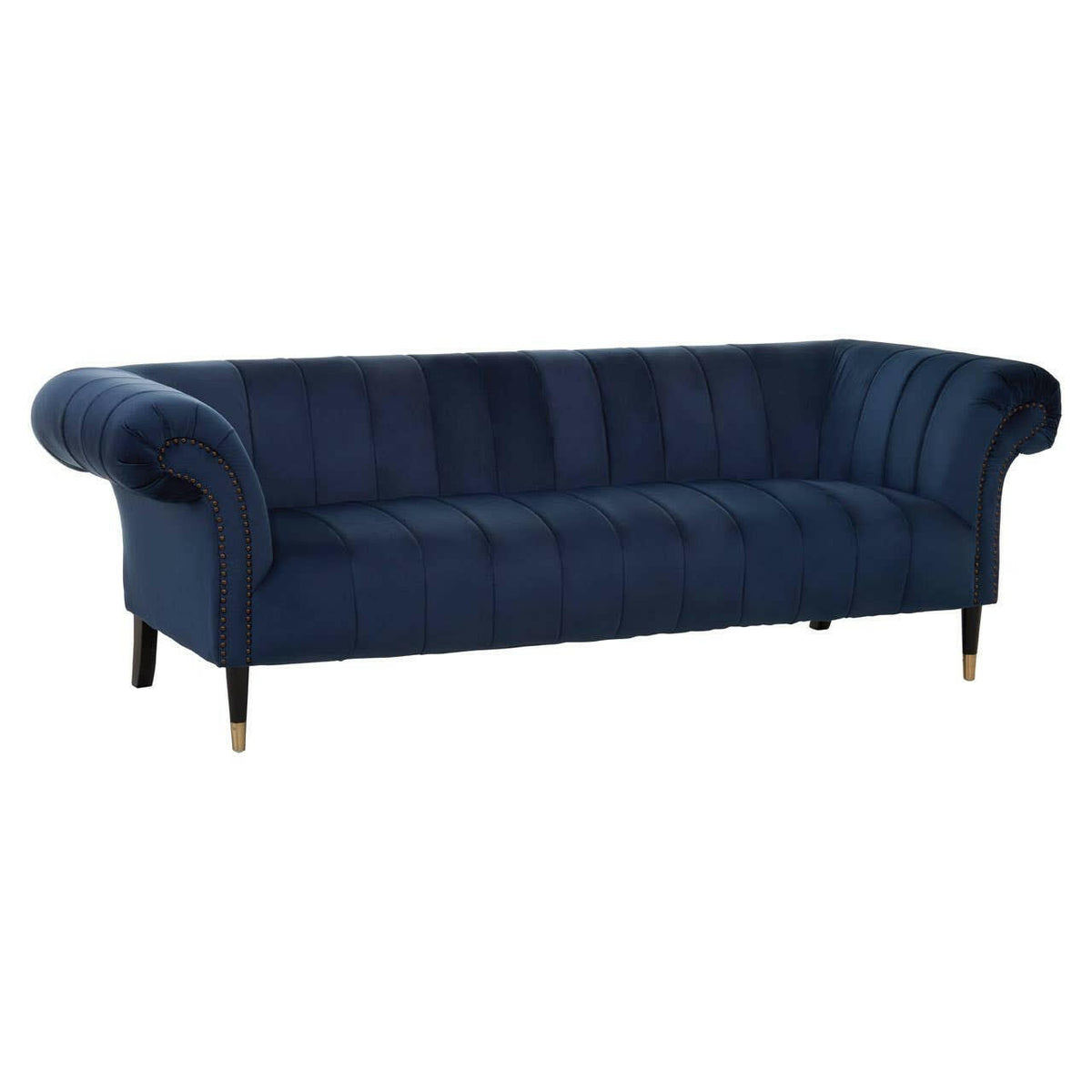 Siena Three Seat Midnight Velvet Sofa.
