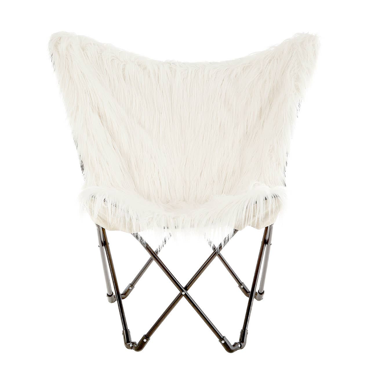 Noosa & Co. Living Sienna White Faux Fur Butterfly Chair House of Isabella UK