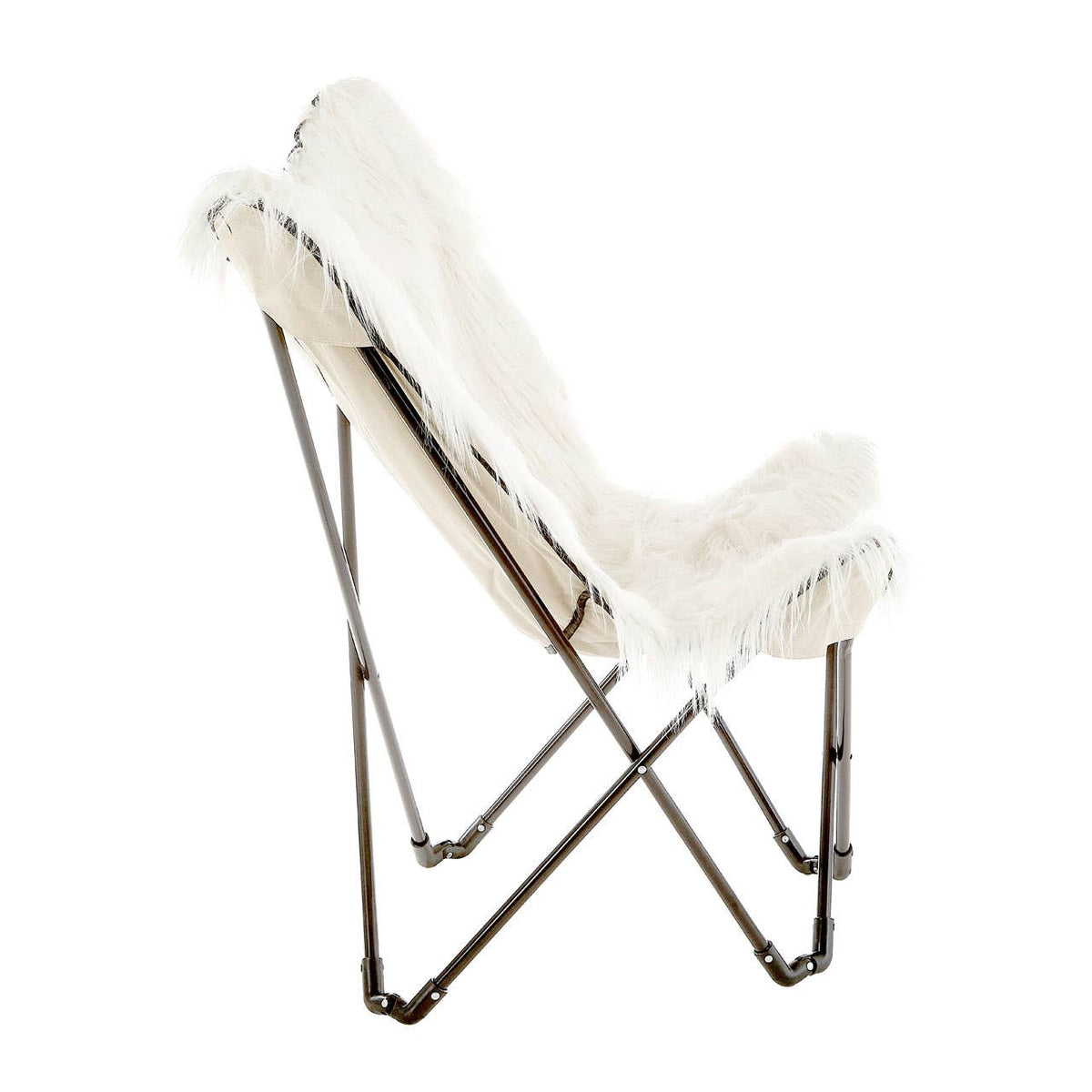 Sienna White Faux Fur Butterfly Chair.