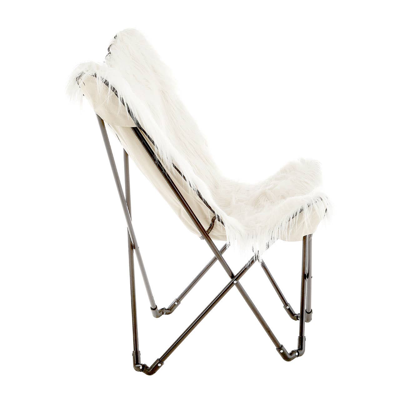 Noosa & Co. Living Sienna White Faux Fur Butterfly Chair House of Isabella UK