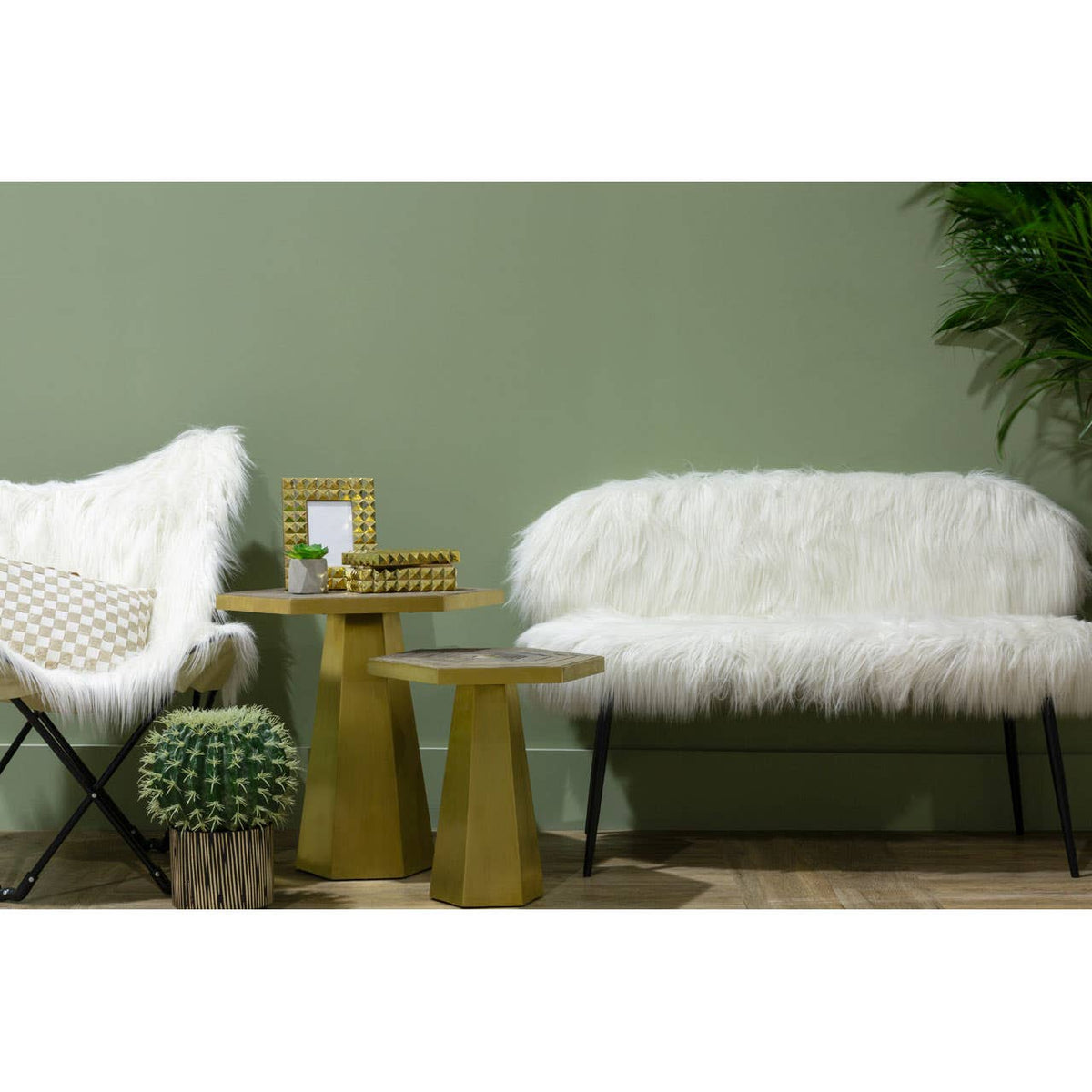 Sienna White Faux Fur Butterfly Chair.