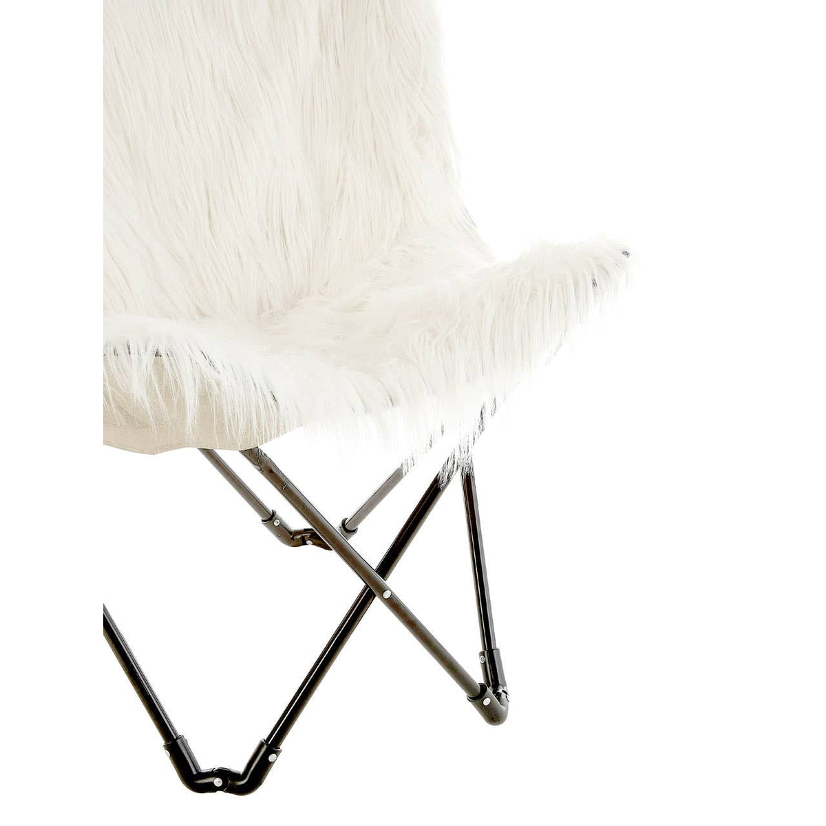 Sienna White Faux Fur Butterfly Chair.