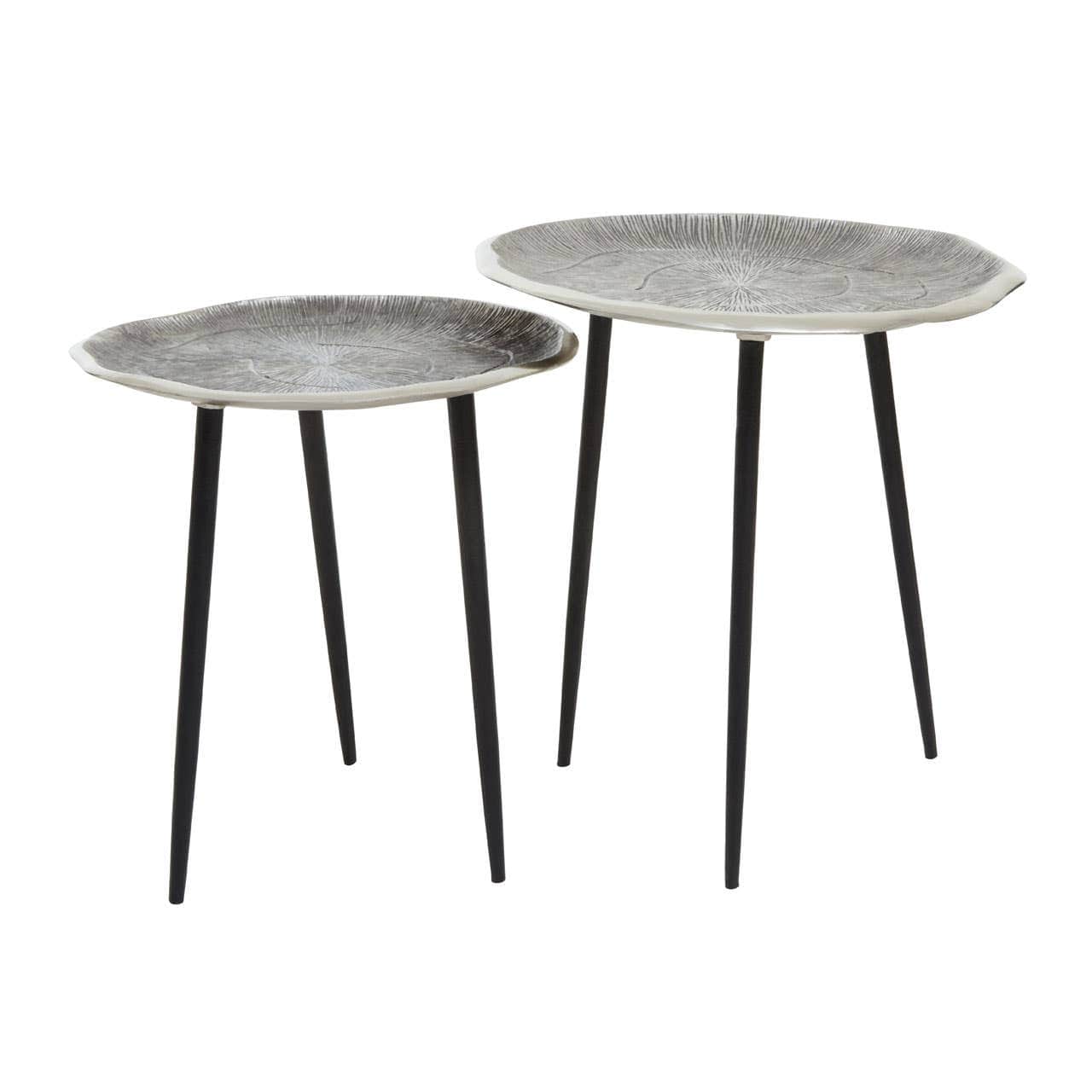 Noosa & Co. Living Silva Set Of Two Oak Effect Silver Top Side Tables House of Isabella UK