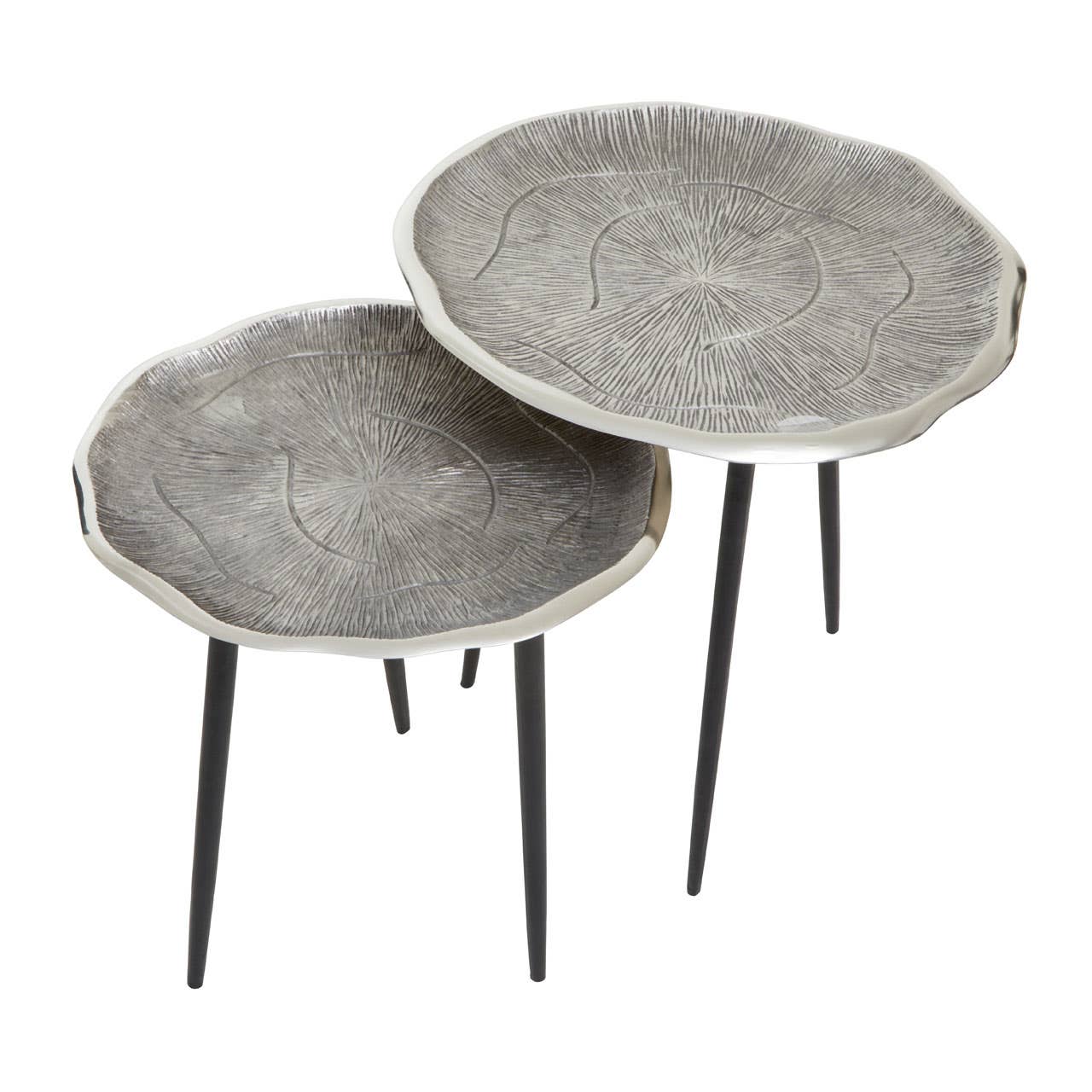 Noosa & Co. Living Silva Set Of Two Oak Effect Silver Top Side Tables House of Isabella UK