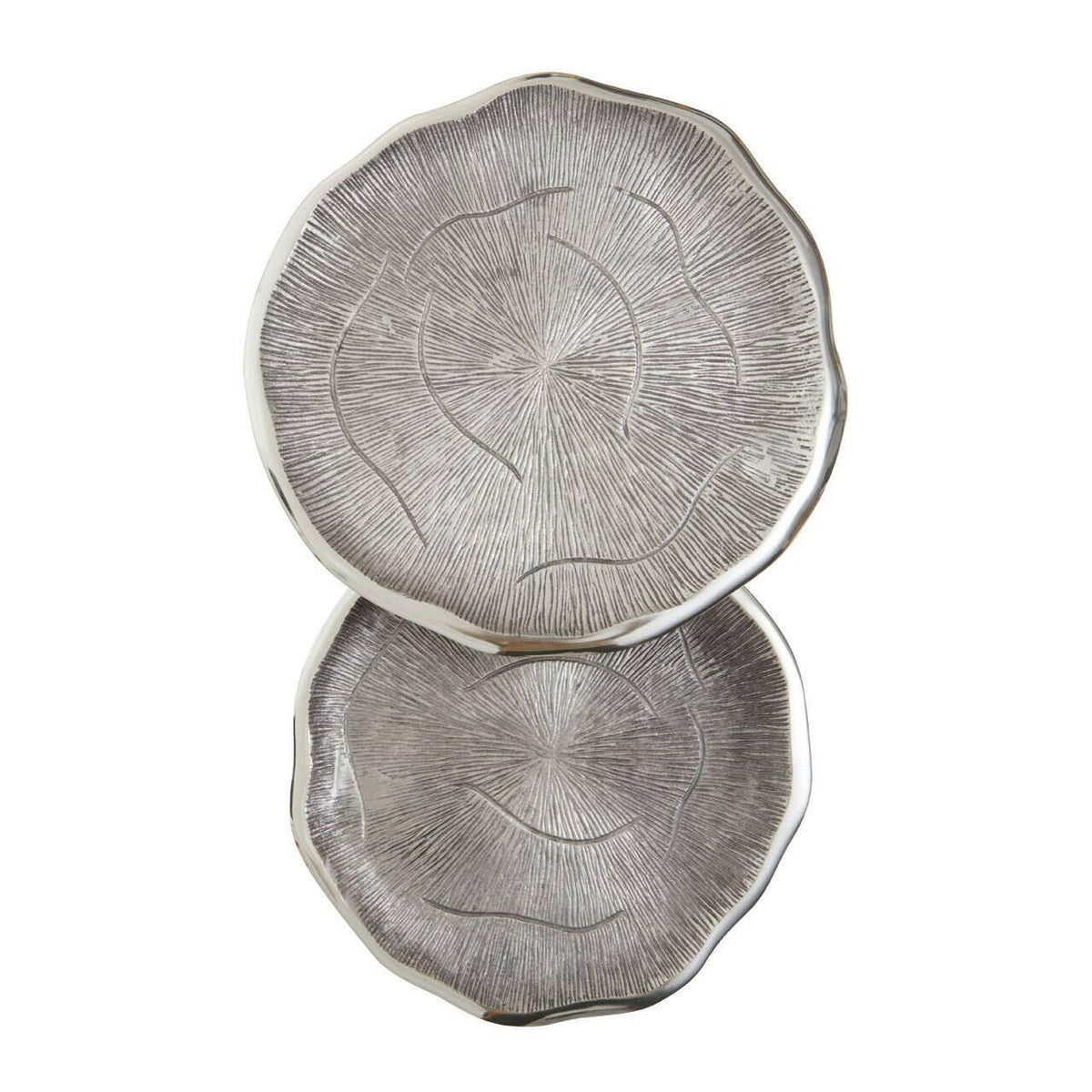 Silva Set Of Two Oak Effect Silver Top Side Tables.