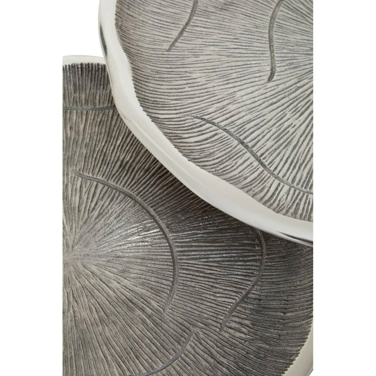 Silva Set Of Two Oak Effect Silver Top Side Tables.