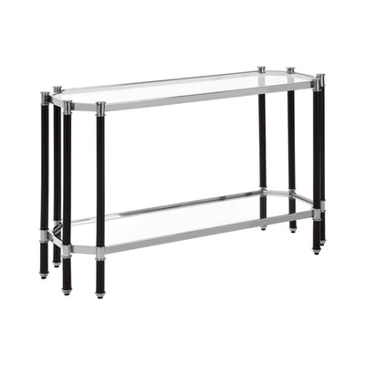 Noosa & Co. Living Silver Metal  Console Table with Blacl Lefs House of Isabella UK