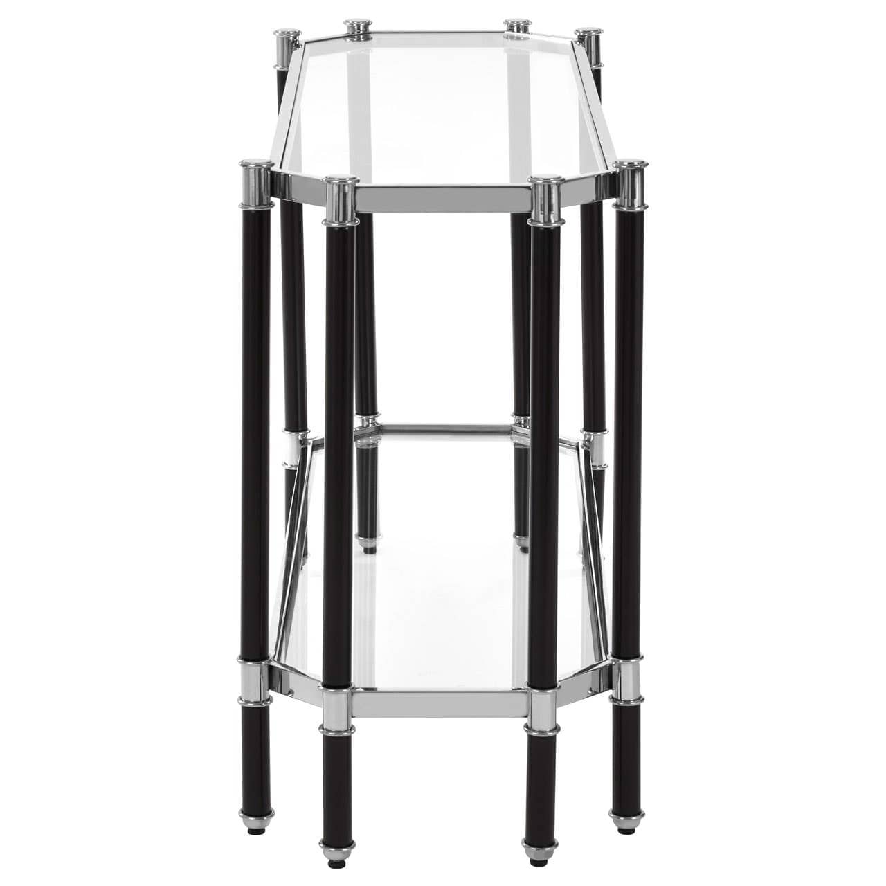 Noosa & Co. Living Silver Metal  Console Table with Blacl Lefs House of Isabella UK