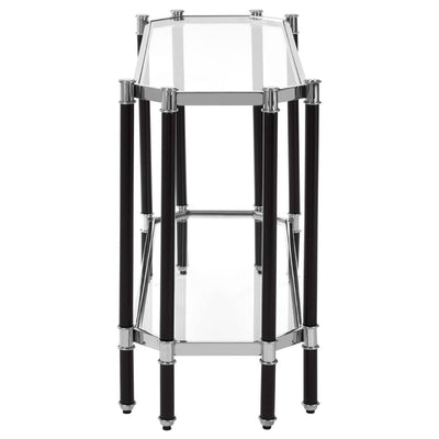 Noosa & Co. Living Silver Metal  Console Table with Blacl Lefs House of Isabella UK