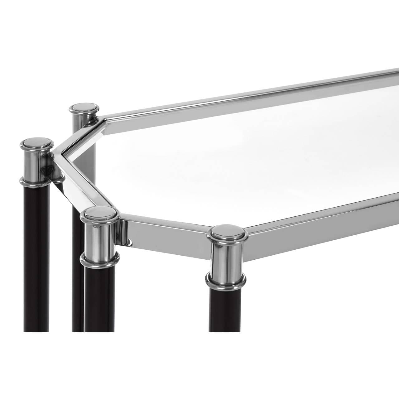 Noosa & Co. Living Silver Metal  Console Table with Blacl Lefs House of Isabella UK