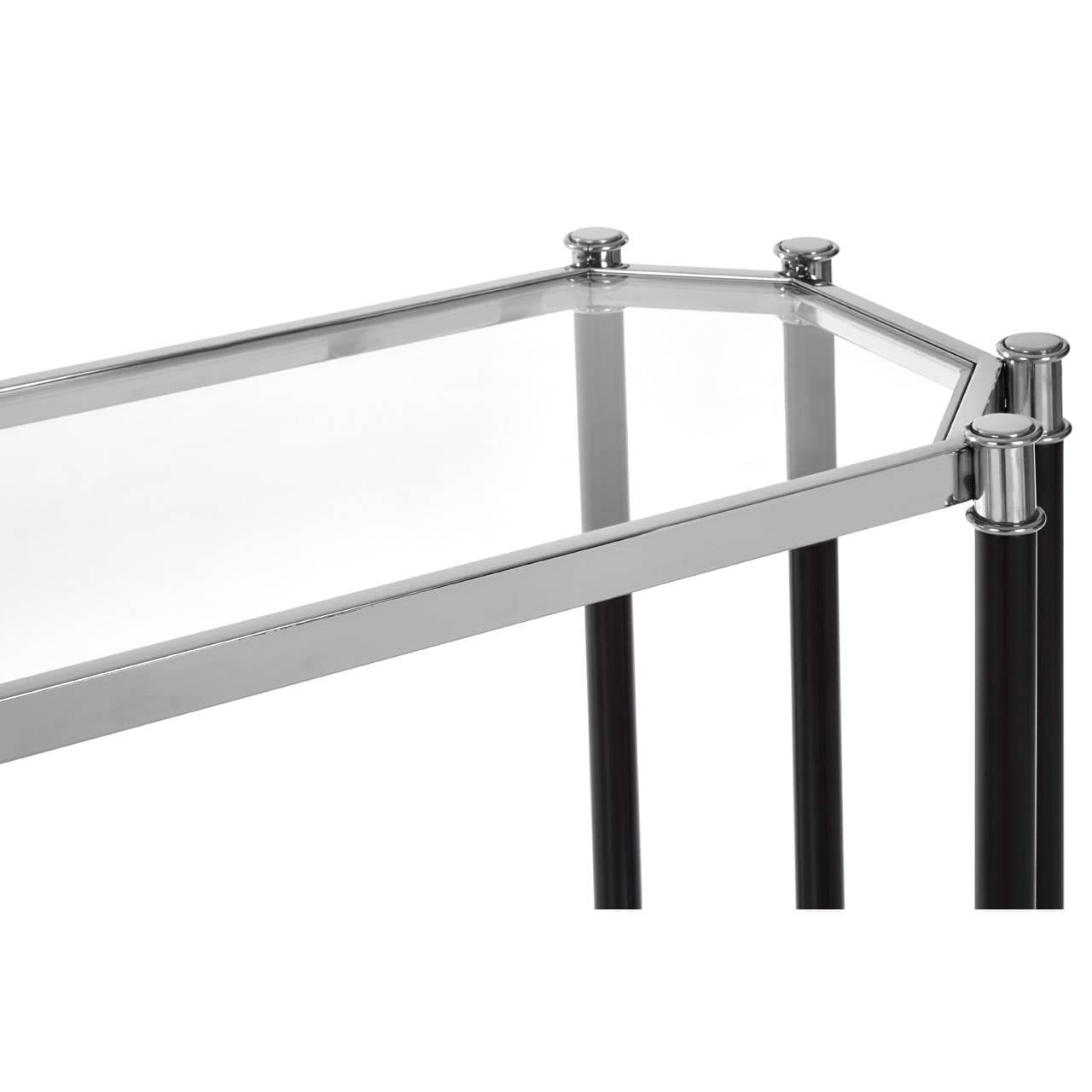 Noosa & Co. Living Silver Metal  Console Table with Blacl Lefs House of Isabella UK