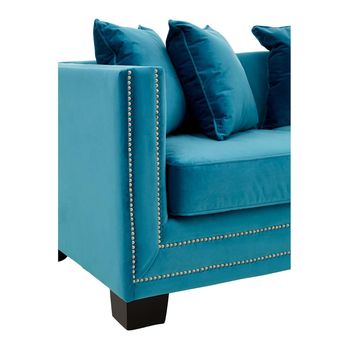 Sofia 2 Seater Cyan Blue Velvet Sofa.