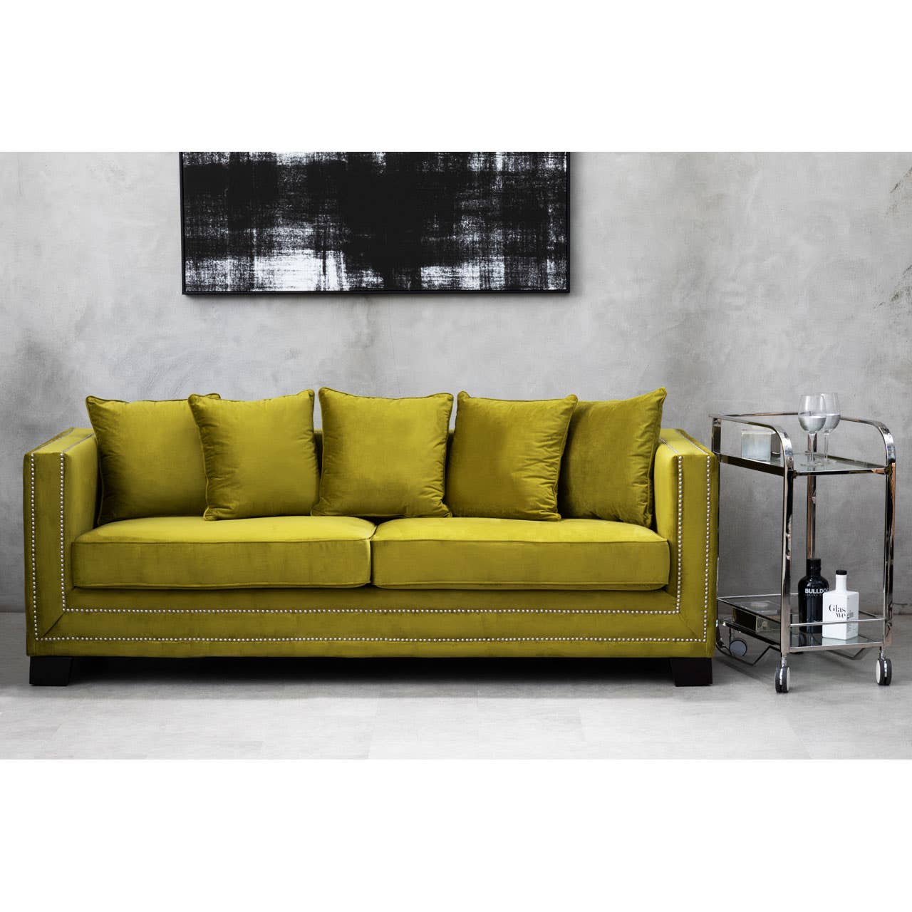 Noosa & Co. Living Sofia 3 Seat Moss Velvet Sofa House of Isabella UK